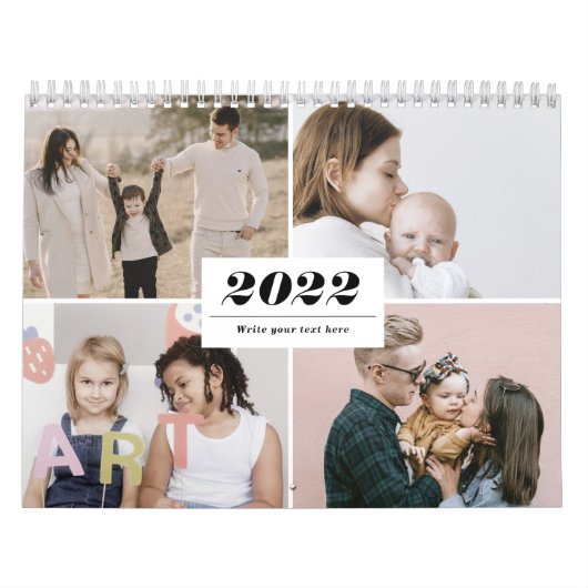 2022 Familie Foto Collage Modern Simple Elegant Kalender (Hoes)