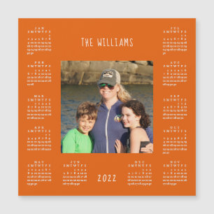 2022 Familie Foto Oranje Magnetic Calendar