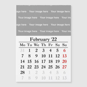 2022 Februari kalender Magnetische kaart