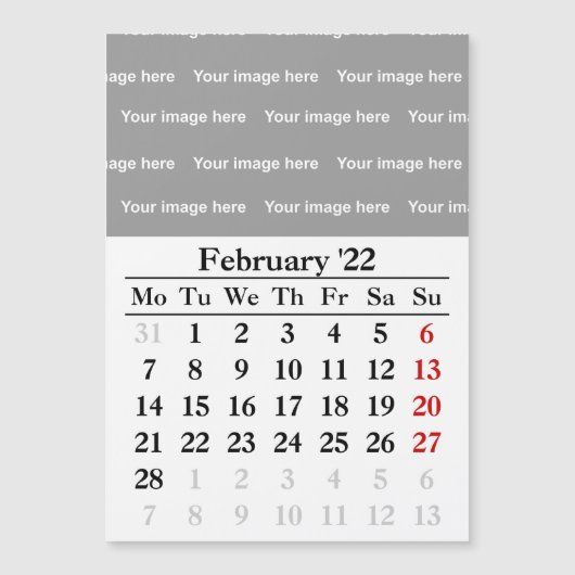 2022 Februari kalender Magnetische kaart (Voorkant)