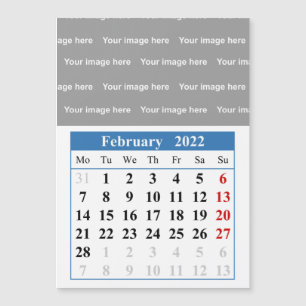 2022 Februari kalender Magnetische kaart