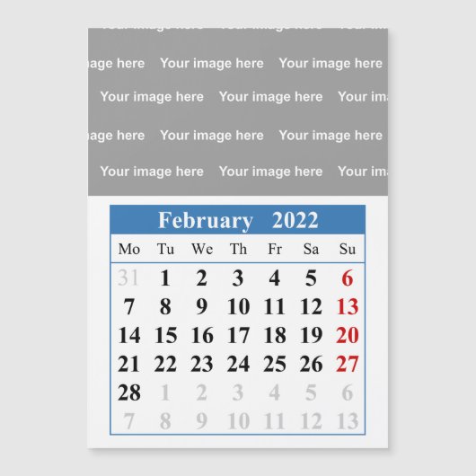 2022 Februari kalender Magnetische kaart (Voorkant)