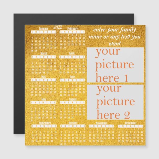 2022 Foto Specialized Fridge Magnetic Calendar (Voorkant / Achterkant)