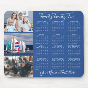 2022 Fotokalender Stijlvol script blauw Muismat