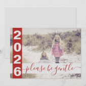 2022 Funny Wees voorzichtig met Rode foto Feestdagenkaart (Voorkant / Achterkant)