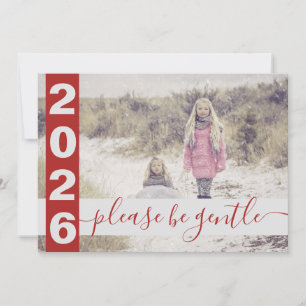 2022 Funny Wees voorzichtig met Rode foto Feestdagenkaart