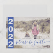 2022 Funny Wees zachtjes foto Blauw Feestdagenkaart (Voorkant / Achterkant)