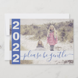 2022 Funny Wees zachtjes foto Blauw Feestdagenkaart