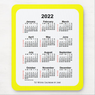 2022 Geel Twee Toon 52 Week Agenda van Janz Muismat