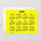 2022 Gele Mini Kalender van Janz Briefkaart (Voorkant / Achterkant)