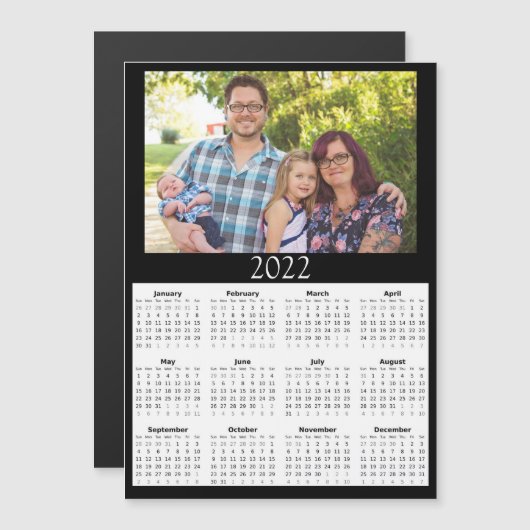 2022 Gepersonaliseerd Photo Calendar Mini Magnet (Voorkant / Achterkant)