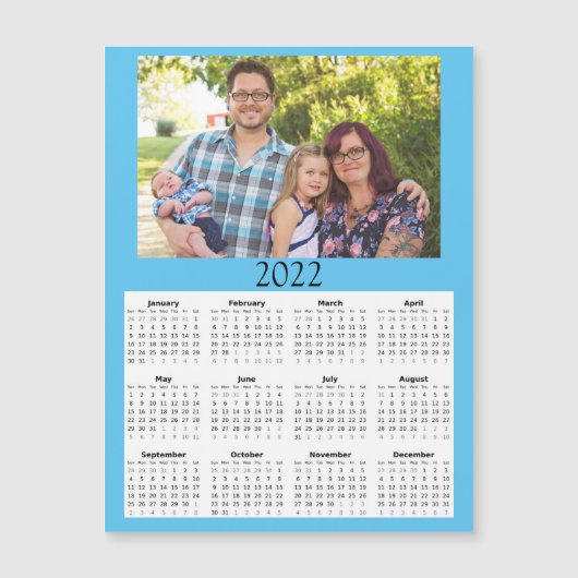 2022 Gepersonaliseerd Photo Calendar Mini Magnet (Voorkant)