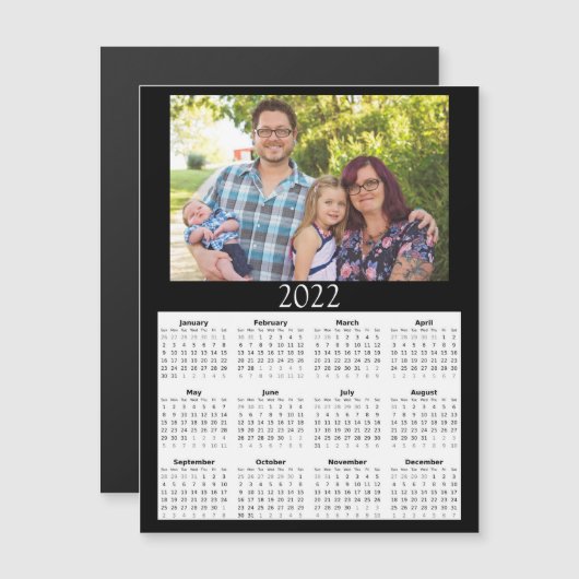 2022 Gepersonaliseerd Photo Calendar Mini Magnet (Voorkant / Achterkant)
