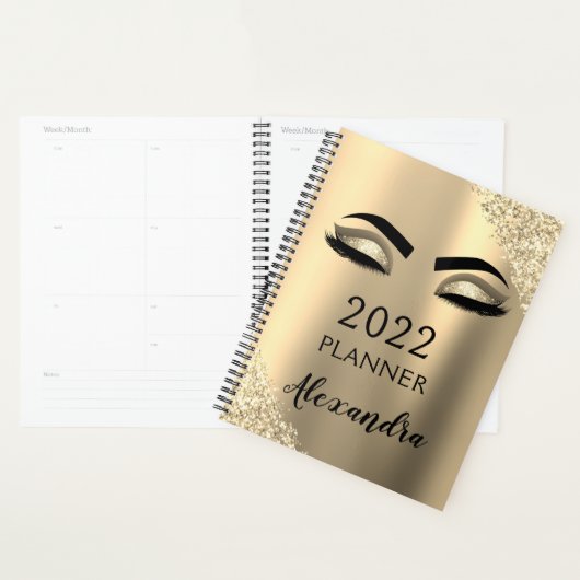 2022 Glitter Sparkle Eyelashes Monogram Planner (Display)