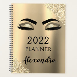 2022 Glitter Sparkle Eyelashes Monogram Planner
