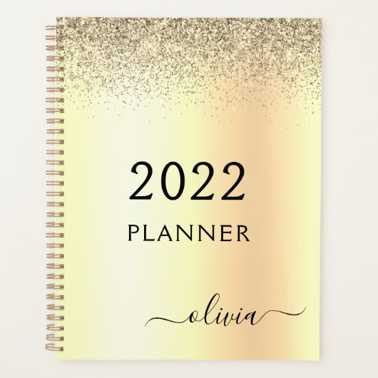2022 Glitterende Metal Monogram Glam Naam Planner (Voorkant)