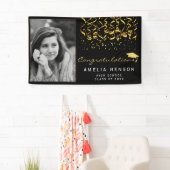 2022 Gold Black Confetti Afstuderen Foto Spandoek (Insitu)