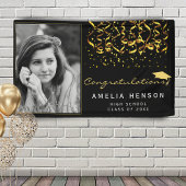 2022 Gold Black Confetti Afstuderen Foto Spandoek