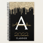 2022 Gold Black Glitter Monogram Modern Planner<br><div class="desc">2022 Gold en Black Sparkle Glitter Monogram Name and Initiaal Spiral Notitieboek. Dit maakt de perfecte liefhebbende 16 verjaardag,  bruiloft,  vrijgezellenfeest,  verjaardagsdag,  baby shower of vrijgezellenfeest voor iemand die van luxe glam en stijl houdt.</div>