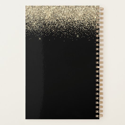 2022 Gold Black Glitter Sparkle Glam Monogram Planner (Achterkant)