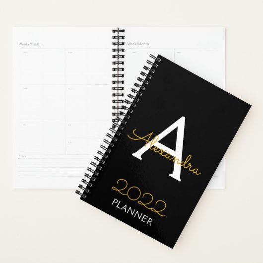 2022 Gold Black Monogram legant Planner (Display)