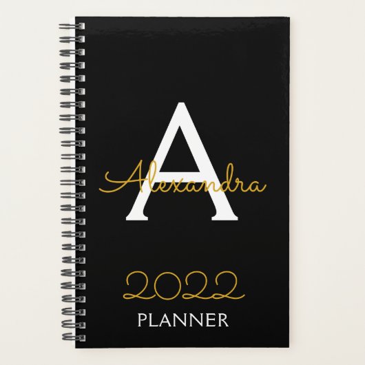 2022 Gold Black Monogram legant Planner (Voorkant)