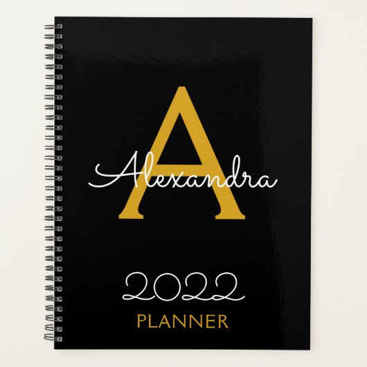 2022 Gold Black Monogram legant Planner (Voorkant)