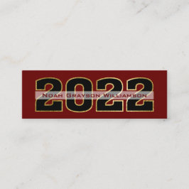 2022 Gold Burgundy Afstuderen Naam invullen Contactkaartje