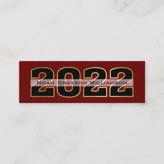 2022 Gold Burgundy Afstuderen Naam invullen Contactkaartje (Voorkant)
