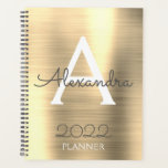 2022 Gold Metallic Monogram Elegant Planner<br><div class="desc">2022 Gold Metallic Monogram naam en Initiaal Spiral Notitieboek Planner. Dit maakt de perfecte liefhebbende 16 verjaardag,  bruiloft,  vrijgezellenfeest,  verjaardagsdag,  baby shower of vrijgezellenfeest voor iemand die van luxe glam en stijl houdt.</div>