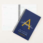 2022 Gold Navy Blue Monogram Elegant Planner (Display)