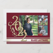 2022 Gold Varsity Stripe Afstudeerder Tri Photo Bu Kaart (Voorkant)