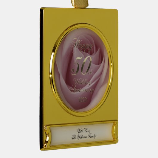 2022 Golden Wedding 50ste Jubileum Verguld Banner Ornament (Rechts)