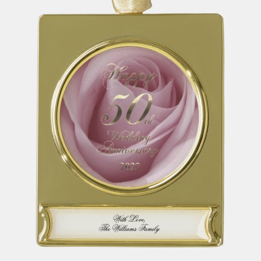 2022 Golden Wedding 50ste Jubileum Verguld Banner Ornament (Voorkant)