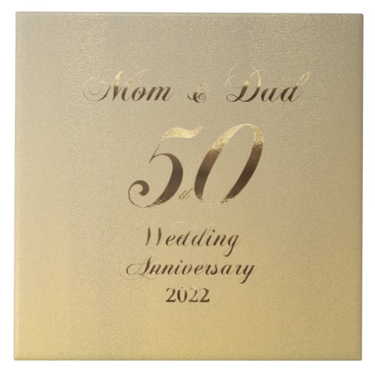2022 Golden Wedding 50th Jubileum Parents Tegeltje (Voorkant)