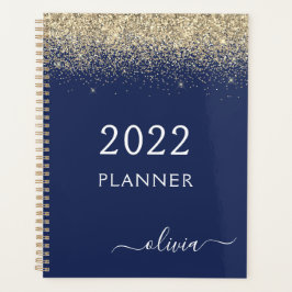 2022 Goud Navyblauw Glitter Glam Monogram Planner