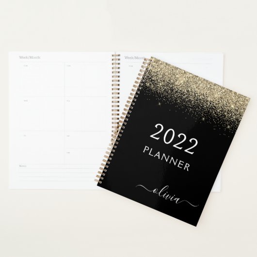 2022 Goud Zwart Glitter Glam Monogram Planner (Display)