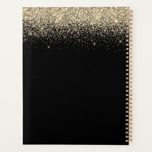 2022 Goud Zwart Glitter Glam Monogram Planner (Achterkant)