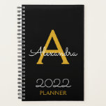 2022 Goud Zwart Monogram Elegant Planner<br><div class="desc">2022 Goud Zwart Monogram Naam en Initiaal Spiraal Notitieboek Planner. Dit is het perfecte cadeau voor een 16e verjaardag,  trouwen,  bruidsfeest,  jubileum,  babyfeest of vrijgezellenfeest voor iemand die glamour,  luxe en chic stijlen liefheeft.</div>