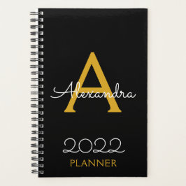 2022 Goud Zwart Monogram Elegant Planner