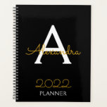 2022 Goud Zwart Monogram Elegant Planner<br><div class="desc">2022 Goud Zwarte Monogram Naam en Initiaal Spiraal Notitieboek Planner. Dit is het perfecte cadeau voor een 16e verjaardag,  trouwdag,  bruidsfeest,  jubileum,  babyshower of vrijgezellenfeest voor iemand die van glamour luxe en chic stijlen houdt.</div>