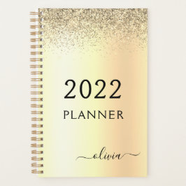 2022 Gouden Glitter Metaal Monogram Glam Naam Planner