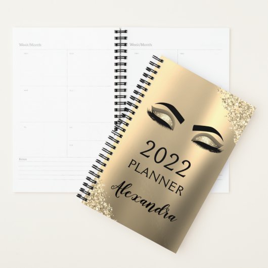 2022 Gouden Glitter Schitterende Wimpers Monogram Planner (Display)