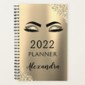 2022 Gouden Glitter Schitterende Wimpers Monogram Planner (Voorkant)