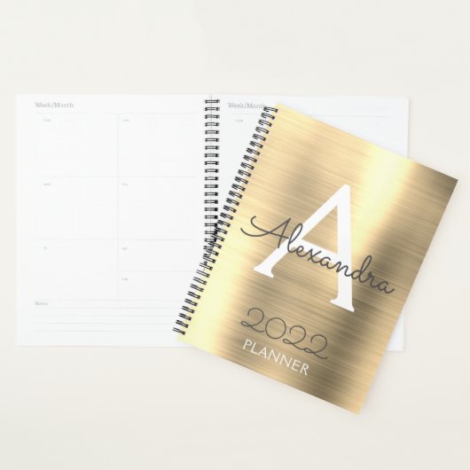 2022 Gouden Metallic Monogram Elegant Planner (Display)