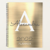 2022 Gouden Metallic Monogram Elegant Planner (Voorkant)