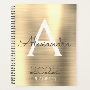 2022 Gouden Metallic Monogram Elegant Planner