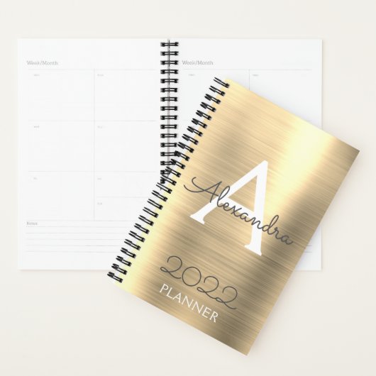 2022 Gouden Metallic Monogram Elegant Planner (Display)