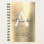2022 Gouden Metallic Monogram Elegant Planner (Voorkant)