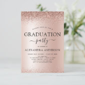2022 Graduation Party Glitter Roos Gold Blush Pink Kaart (Staand voorkant)